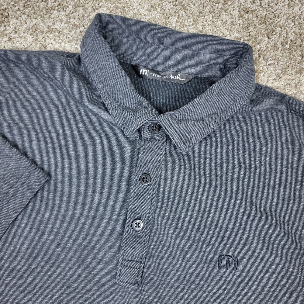 Travis Mathew Mens Large Solid Gray Performance Stretch Golf Polo Short Sleeve